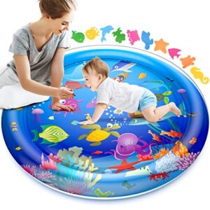 faburo 40”x40” tummy time water mat, xl water mat for babies inflatable activity center, baby water mat for 3 6 9 12 months infants baby toys for toddlers, promote baby’s growth