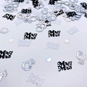 wedding party table confetti– 1.5 oz | mr and mrs diamond ring confetti for wedding shower engagement party decorations i wedding cake table decor supplies