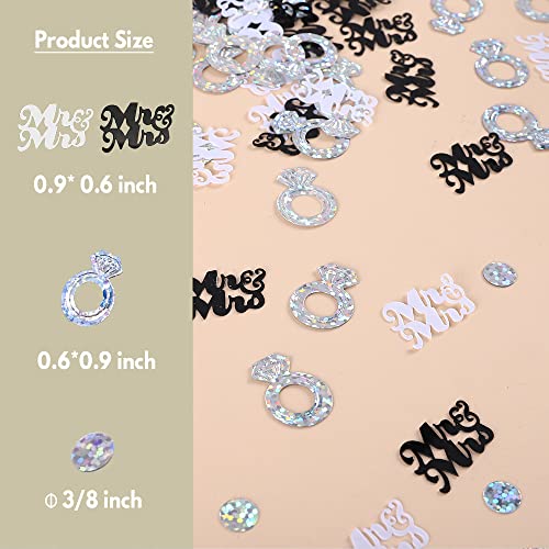 Wedding Party Table Confetti– 1.5 OZ | Mr and Mrs Diamond Ring Confetti for Wedding Shower Engagement Party Decorations I Wedding Cake Table Decor Supplies