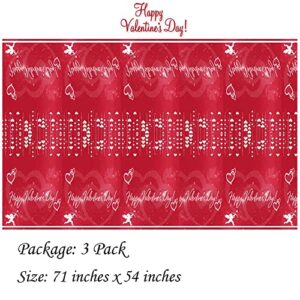 Valentines Day Tablecloth Party Decorations, Red Love Rectangle Table Covers, Premium Plastic Disposable Heart Tablecovers, Happy Valentine's Day Table Decorations 71X54 inches