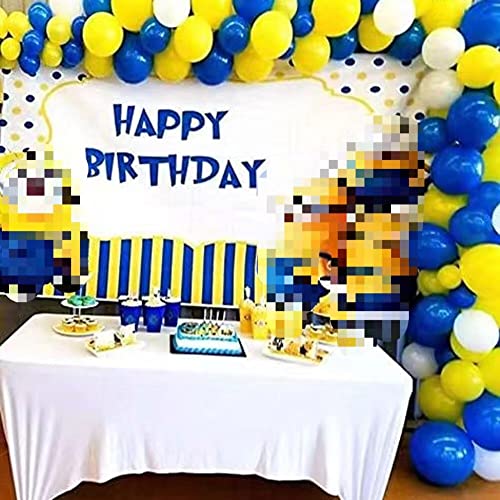 Blue Yellow White Balloon Garland Kit, 90 Pack Blue Yellow White Latex Balloons with 16FT Strip for Baby Shower Anniversary Birthday Wedding Graduation Office Party DIY Decoration