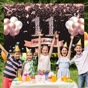 Trgowaul 11th Birthday Decorations for Girls - Rose Gold 11th Birthday Backdrop 5.9 X 3.6 Fts 11th Birthday Party Suppiles Photography Supplies Background Happy 11th Birthday Banner