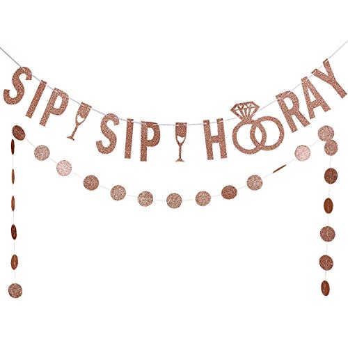 Rose Gold Glitter Sip Sip Hooray Banner Engagement Party Banner Bachelorette Party Banner for Sip Sip Hooray Party Decorations Stock The Bar Party Decorations