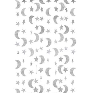 weven silver glitter moon star paper garland, twinkle twinkle little star and moon banner hanging party decorations for wedding, thanksgiving, baby shower, birthday party, 20 feet in total