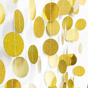 miahart 52 feet circle dots gold circle garlands glitter gold decorations party garland hanging banner decor for birthday baby shower wedding christmas party