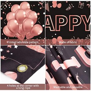 Pimvimcim Happy 50th Birthday Banner Decorations - Rose Gold Large 50th Birthday Party Sign - 50th Birthday Party Decorations Supplies for Women - 50 Years Old Birthday Photo Booth Backdrop(9.8x1.6ft)