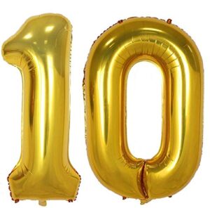 tellpet gold number 10 balloon, 40 inch