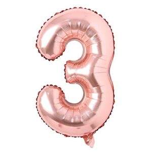 40 inch letter rose gold alphabet number balloon foil mylar party wedding bachelorette birthday bridal shower graduation anniversary celebration decoration fly with helium (40 inch rose gold 3)