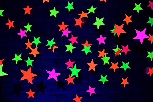 Midnight Glo Black Light Party Supply 78ft Neon Star Garland Hanging Decorations for Birthday Party Wedding Decorations Black Light Reactive UV Glow Party (6 Pack)