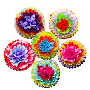 mexican fiesta tissue paper pom poms flowers rainbow theme party supplies for carnival cinco de mayo wedding birthday decorations(6pcs)