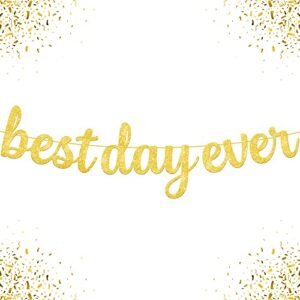 katchon, gold best day ever banner – 10 feet, no diy | gold glitter best day ever sign, graduation decorations | best day ever decorations, wedding day decorations, graduation party decorations 2023