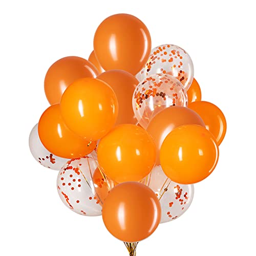 Orange Balloons,12 Inch Orange Confetti Balloon,Latex Balloons for Party Decorations,Pack of 50