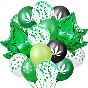 48 Pcs Weed Balloons Pot Leaf Party Decorations Pot Leaf Latex Balloons Weed Decor Pot Leaf Shape Foil Balloons Green Confetti Balloon Weed Print Gifts for Summer Hawaii Style Tropical Party Supplies