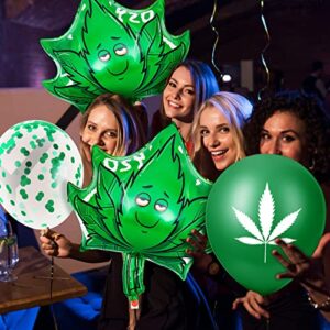 48 Pcs Weed Balloons Pot Leaf Party Decorations Pot Leaf Latex Balloons Weed Decor Pot Leaf Shape Foil Balloons Green Confetti Balloon Weed Print Gifts for Summer Hawaii Style Tropical Party Supplies