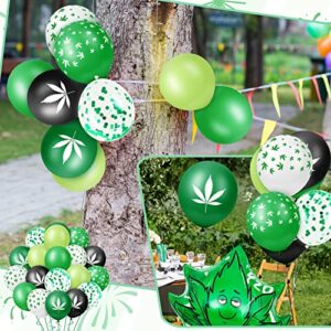 48 Pcs Weed Balloons Pot Leaf Party Decorations Pot Leaf Latex Balloons Weed Decor Pot Leaf Shape Foil Balloons Green Confetti Balloon Weed Print Gifts for Summer Hawaii Style Tropical Party Supplies