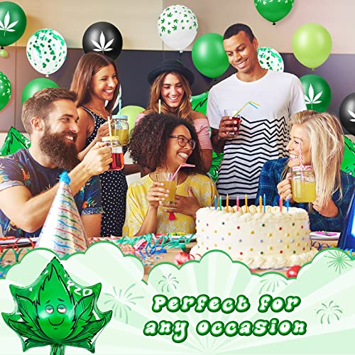 48 Pcs Weed Balloons Pot Leaf Party Decorations Pot Leaf Latex Balloons Weed Decor Pot Leaf Shape Foil Balloons Green Confetti Balloon Weed Print Gifts for Summer Hawaii Style Tropical Party Supplies