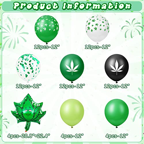 48 Pcs Weed Balloons Pot Leaf Party Decorations Pot Leaf Latex Balloons Weed Decor Pot Leaf Shape Foil Balloons Green Confetti Balloon Weed Print Gifts for Summer Hawaii Style Tropical Party Supplies