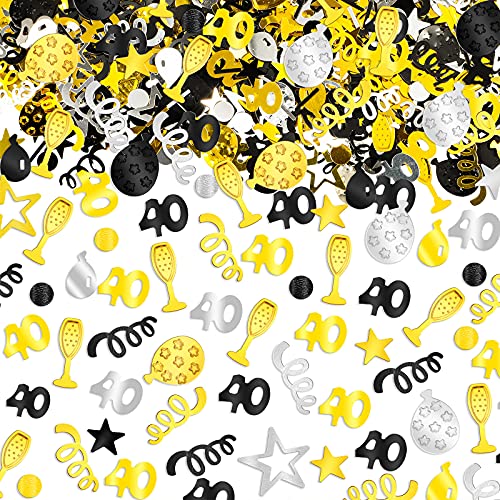 3000 Pieces Birthday Confetti Glitter Number Birthday Decorations Anniversary Metallic Foil Table Glitter Confetti Confetti Party Supplies for Birthday Anniversary (40th Style)