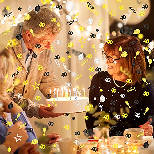 3000 Pieces Birthday Confetti Glitter Number Birthday Decorations Anniversary Metallic Foil Table Glitter Confetti Confetti Party Supplies for Birthday Anniversary (40th Style)