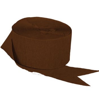 Chocolate Brown Crepe Paper Streamers, 2 Rolls, 145 Feet Total