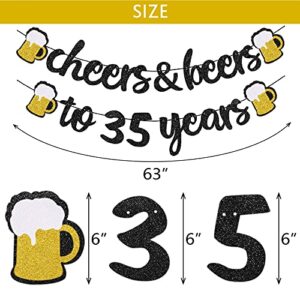 35th Birthday Decorations, 35 Years Anniversary Decorations for Men Women, Cheers to 35 Years Banner, 32 Inch Number 35 Gold Foil Balloon, 35 Sign Latex Balloon, Cheers Cup Foil Balloon for Wedding Anniversary Party Supplies