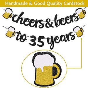 35th Birthday Decorations, 35 Years Anniversary Decorations for Men Women, Cheers to 35 Years Banner, 32 Inch Number 35 Gold Foil Balloon, 35 Sign Latex Balloon, Cheers Cup Foil Balloon for Wedding Anniversary Party Supplies