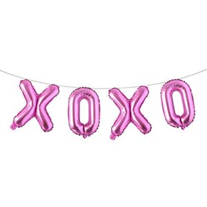 16 inch xoxo letter foil balloons banner wedding engagement valentines day marriage bridal shower birthday party decor balloon multicolor (xoxo rose red)