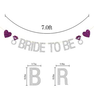 Bride to Be Banner with Diamond Ring, Silver Glitter Engagement Party, Wedding Party Supplies Decoration Silver