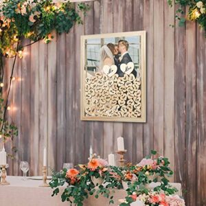 Aytai Wedding Guest Book Alternative, Drop Top Frame with 102 Wooden Hearts, Rustic Sign in Guest Book for Wedding Baby Shower Reception Decorations