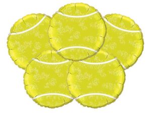 set of 5 tennis ball sport 18″ foil party balloons