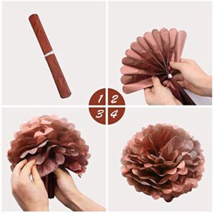 Navy Rose Gold Birthday Decorations - Paper Pom Poms Flower Happy Birthday Banner Circle Dots Garland Pennant Latex Balloons Birthday Decorations for Women Men Girls Navy Blue Rose Gold Party Supplies