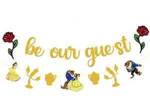 be our guest banner, beauty and the beast decorations birthday bachelorette engagement bridal shower baby shower birthday party favor supplies decorations