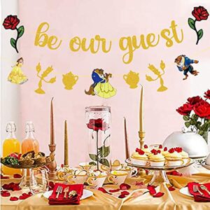 Be Our Guest Banner, Beauty And The Beast Decorations Birthday Bachelorette Engagement Bridal Shower Baby Shower Birthday Party Favor Supplies Decorations