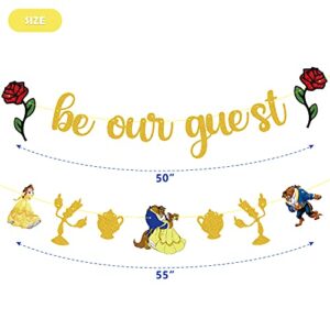 Be Our Guest Banner, Beauty And The Beast Decorations Birthday Bachelorette Engagement Bridal Shower Baby Shower Birthday Party Favor Supplies Decorations