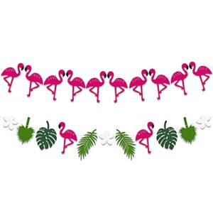 felt flamingo garland for flamingo decorations – 2 string, no diy | flamingo party decorations | tropical party decorations, flamingo banner | flamingo birthday decorations | flamingo party supplies