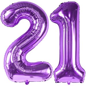 katchon, giant purple 21 balloon number – 40 inch | 21 year old balloon | purple number 21 balloon, 21st birthday decorations for women | 21 birthday balloon, 21st birthday party | 21st anniversary