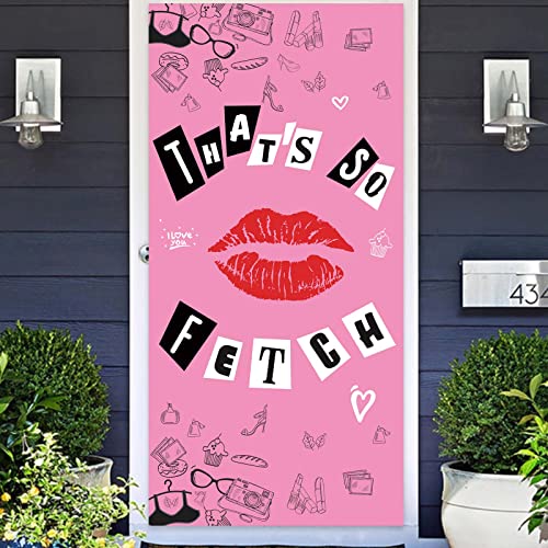 That’s So Fetch Hot Rose Pink Lip Happy Birthday Banner Background Burn Book Theme Decor for Bridal Shower Wedding Night Out Hen Movie Bachelorette Party Girls Woman Birthday Party Favors Decorations