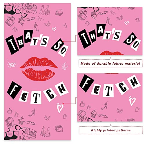 That’s So Fetch Hot Rose Pink Lip Happy Birthday Banner Background Burn Book Theme Decor for Bridal Shower Wedding Night Out Hen Movie Bachelorette Party Girls Woman Birthday Party Favors Decorations