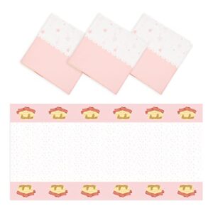 3 pack pancake tablecloth, pink table covers for brunch and pajamas party decorations (54 x 108 inch)