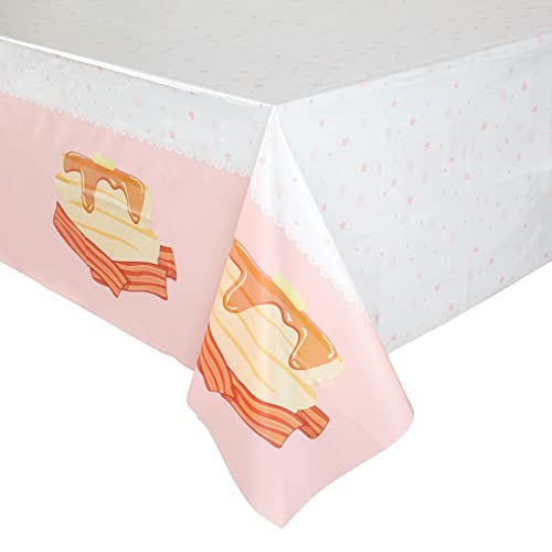 3 Pack Pancake Tablecloth, Pink Table Covers for Brunch and Pajamas Party Decorations (54 x 108 inch)