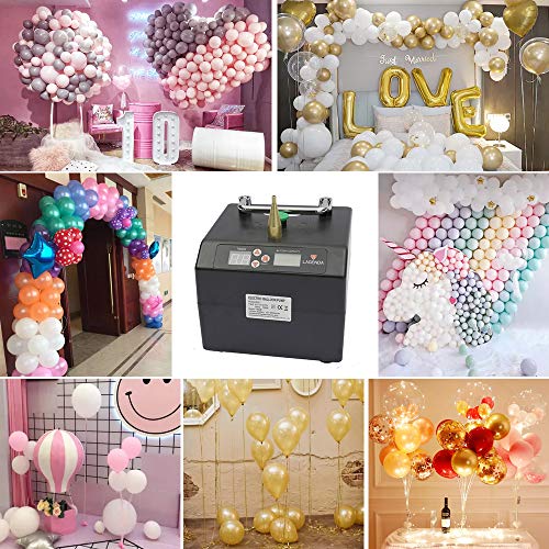 Electric Air Balloon Pump, B23 Lagenda Portable Electric Balloon Pump Balloon Inflator Party Air Blower Electric Balloon Blower Pump with Timer Battery for Party Events Decoration