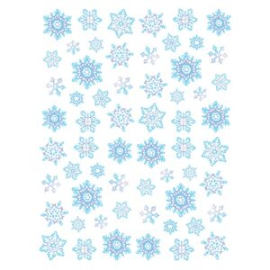 beistle 24020 snowflake stickers, 4.75″ x 7.5″, blue/grey/white