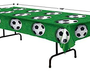 Beistle 54532 Soccer Ball Tablecover, 54 by 108-Inch, Green/White/Black