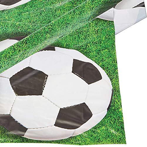 Beistle 54532 Soccer Ball Tablecover, 54 by 108-Inch, Green/White/Black