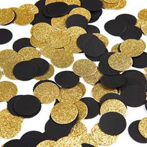 300pc black gold paper confetti,circle dots glitter party table confetti for wedding baby shower birthday party decoration suppiles table decoration 1 inch