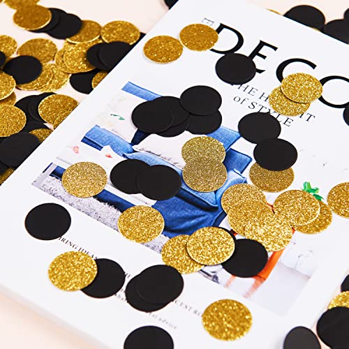 300pc Black Gold Paper confetti,Circle Dots Glitter Party Table Confetti for Wedding Baby Shower Birthday Party Decoration Suppiles Table Decoration 1 Inch