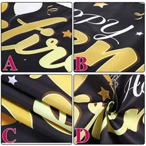 Happy Retirement Banner Horizontal Large Happy Retirement Sign Banner Fabric Retirement Yard Sign Backdrop Background Black Gold Retirement Banner for Retirement Party Photo Booth, 72.8 x 15.7 Inch