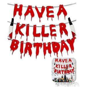 have a killer birthday decorations halloween birthday banner murder mystery party decorations halloween bloody horror movie birthday party decorations