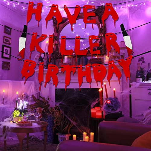 Have a Killer Birthday Decorations Halloween Birthday Banner Murder Mystery Party Decorations Halloween Bloody Horror Movie Birthday Party Decorations