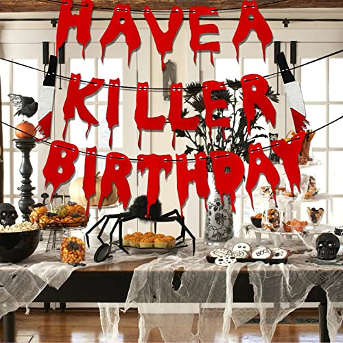 Have a Killer Birthday Decorations Halloween Birthday Banner Murder Mystery Party Decorations Halloween Bloody Horror Movie Birthday Party Decorations